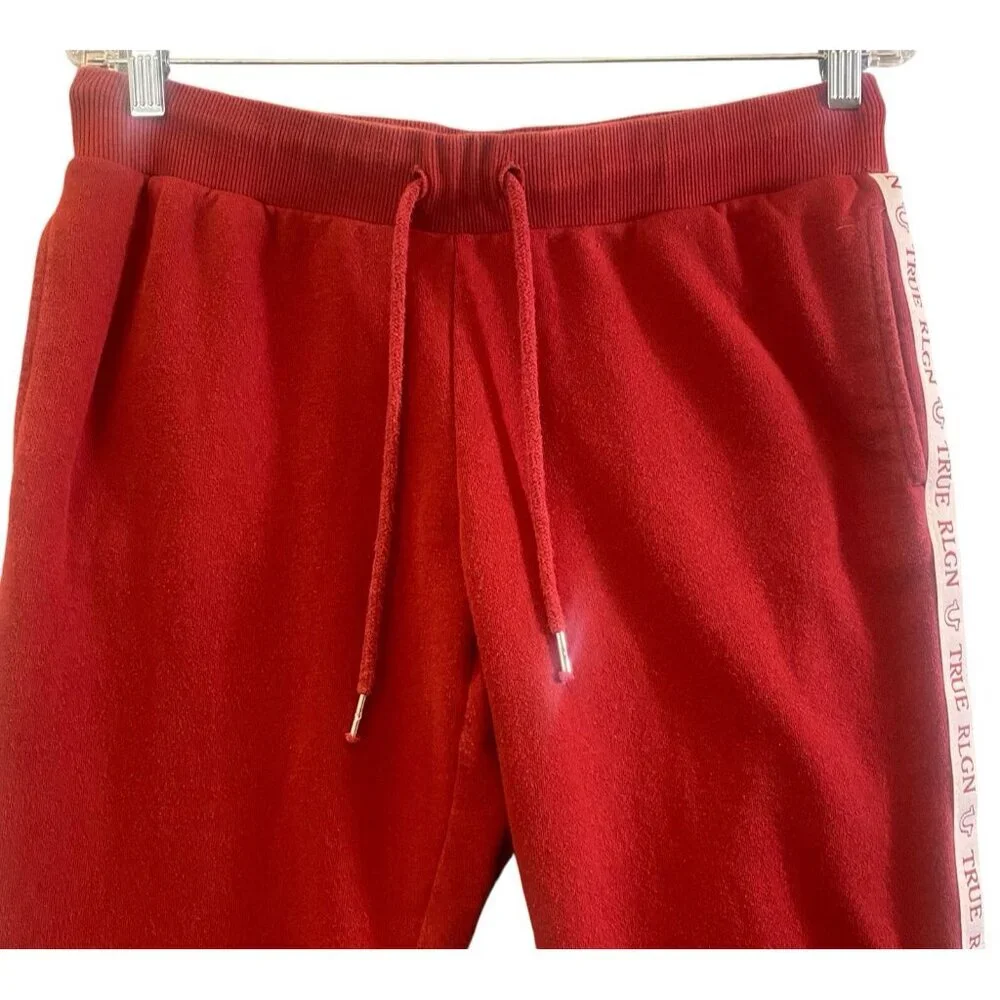 TRUE RELIGION Men Ticket Graphic Jogger Sweatpants Mid Rise Sz M Red Sports 3-37